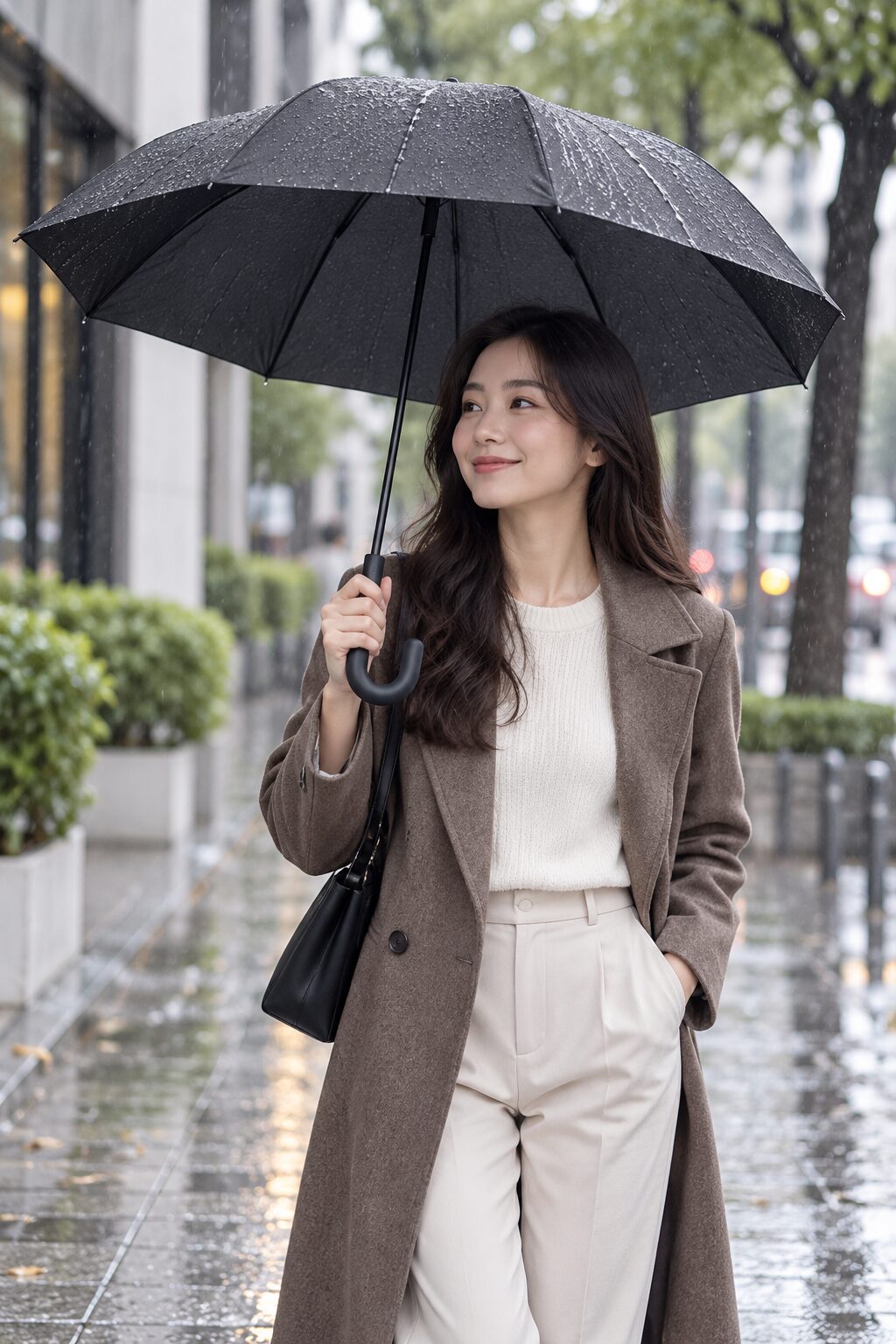 Người dùng ô dù trong ngày mưa